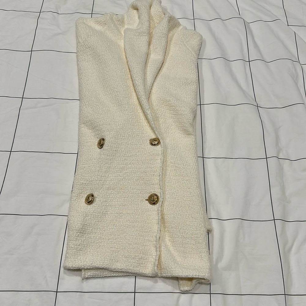 New Massimo Dutti Textured Wrap Cardigan With Buttons Cream Small - Picture 2 of 3